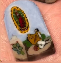 Load image into Gallery viewer, Andres Franco x Priscilla Hernandez Depiction of Juan Diego and La Virgen de Guadalupe Cane