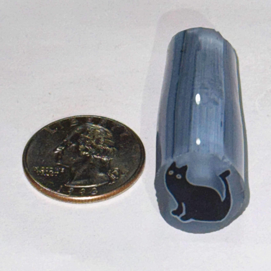 Azul Glass Black Cat Cane