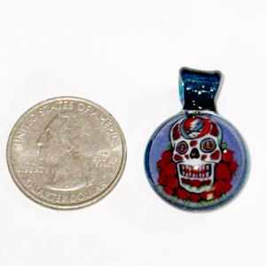 Dave Strobel Sugar Skull Stealie w/Roses Pendant
