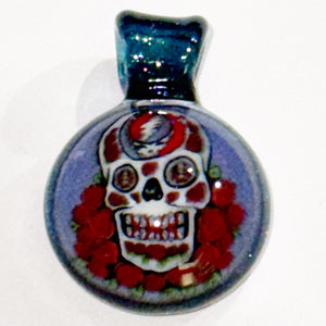 Dave Strobel Sugar Skull Stealie w/Roses Pendant