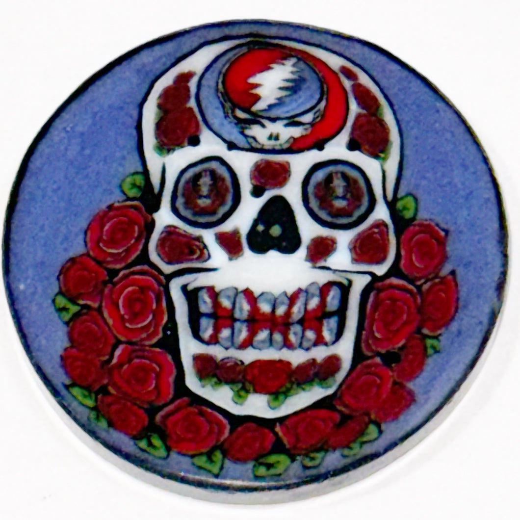 Dave Strobel Sugar Skull w/Stealie Coin