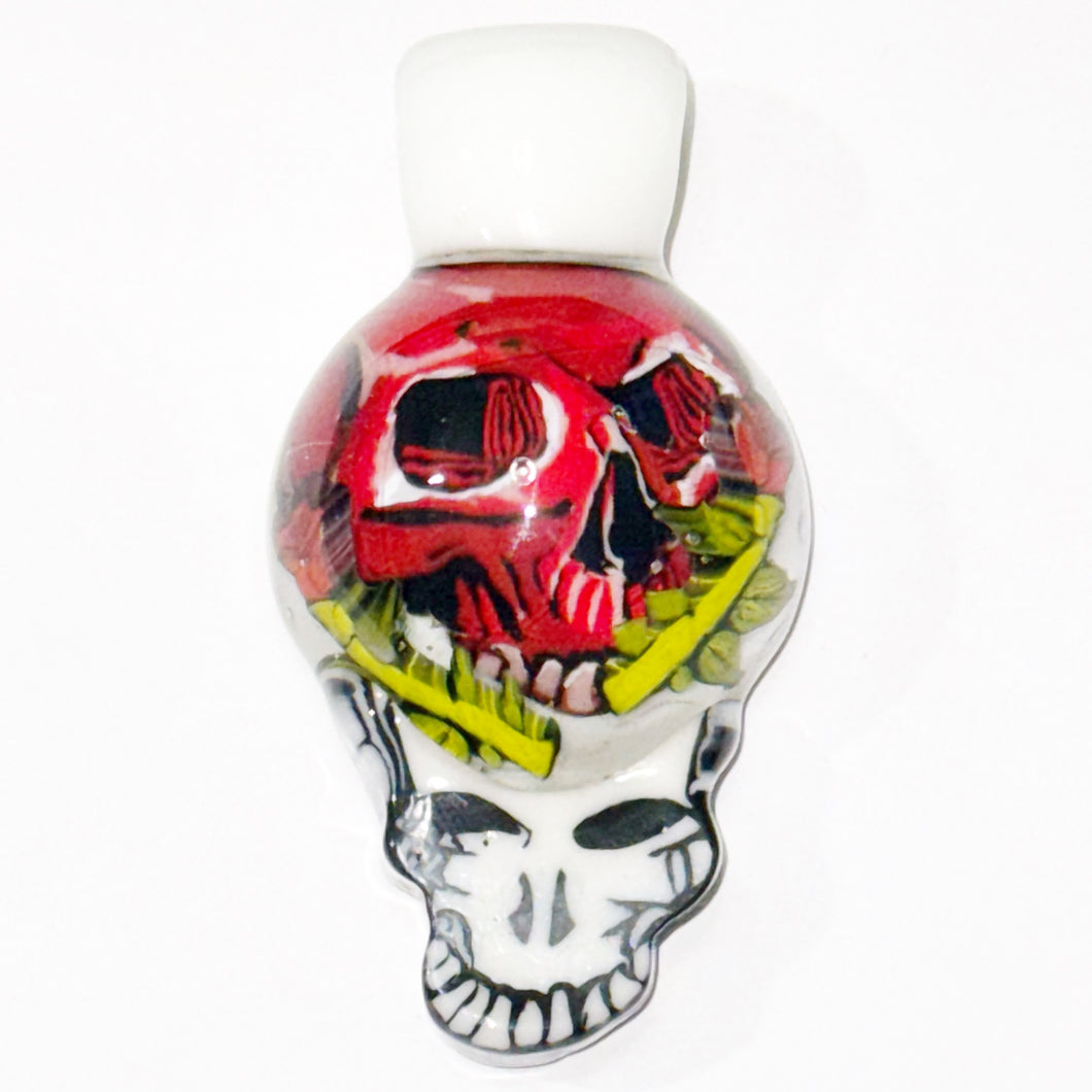 Stephen Boehme x Robert Koch Stealie Skull w/Roses Pendant