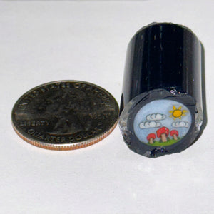 Dapo Glass Mushroom Scene Cane