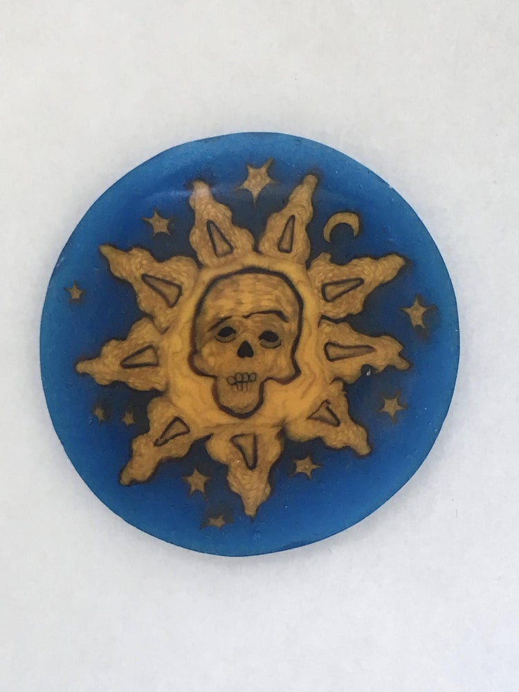 Mathieu Grodet Murrini Bursting Sun with Skull coin
